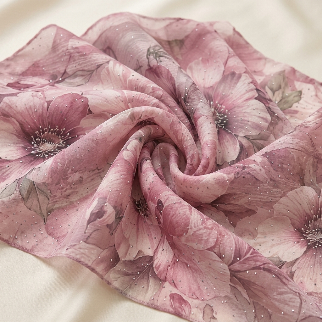 Floral Print hijab fabric texture and drape